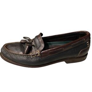 Sebago Tassel Loafers Mens 10.5M Brown Black Leather Moc Slip On Vintage Brazil